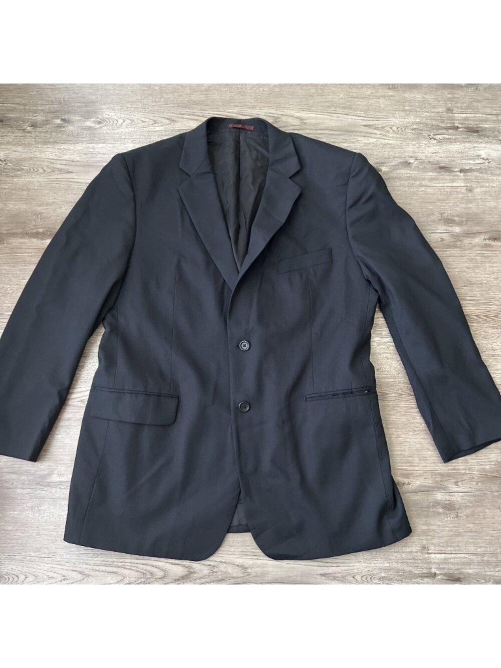 Hampton 100% Wool Sport Coat Mens 44R Navy Blazer Huddersfield England Cloth
